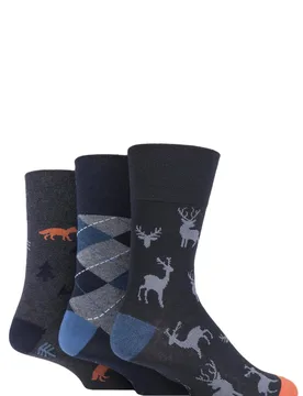 Mens 3 Pair Fun Feet Socks Highlands Escape 6-11 Mens - Multi Coloured - Size: 6-11 Mens - Gentle Grip - FashionsVida