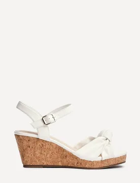 Women's Elyah White Faux Leather Cork Wedges Size: 4-Standard Fit - White - Size: 4-Standard Fit - Linzi - FashionsVida