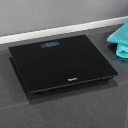 Personenwaage LCD Schwarz, digitale Körperwaage mit LCD-Display