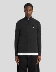 Men's Lambswool Blend Zip Through Cardigan in Jet Black Marl