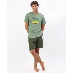 Pijama corto de hombre de punto de color