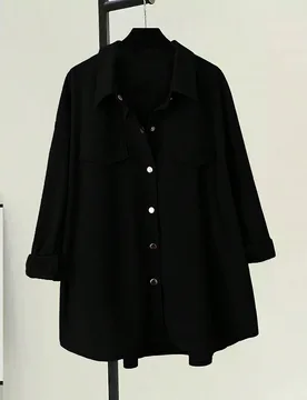 Camisa holgada de manga larga de pana casual de uso diario, talla grande, otoño 4XL - Shein - FashionsVida