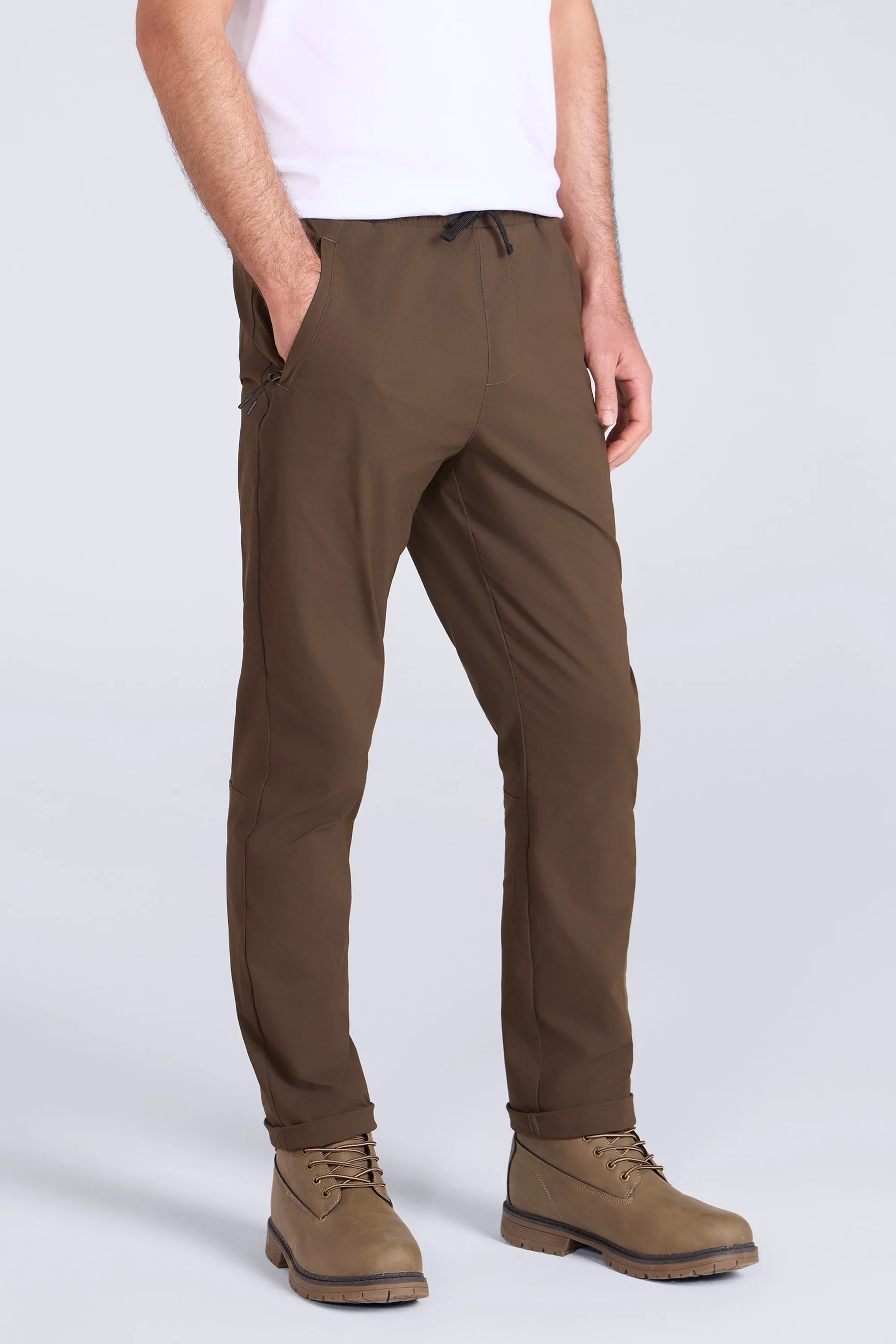 Elevate Mens Elasticated Walking Trousers - Green - Green - Size: W34 - Mountain Warehouse - FashionsVida