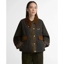 Chaqueta de mujer encerada irene con cuello de pana
