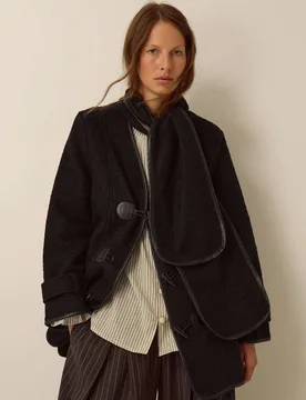 Boucle Lined V Neck Duffle Coat Black female - Monsoon - FashionsVida