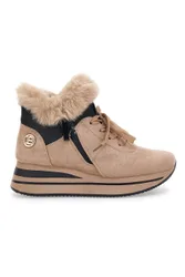 Sneakers beige imbottite con pelliccia sintetica 9255M 38