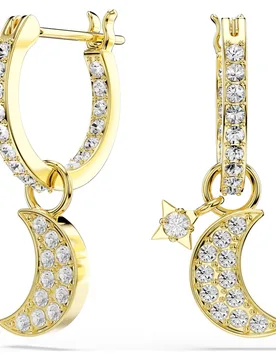 Orecchini pendenti Symbolica, Taglio Round, Luna, Bianchi, Finitura oro 18K OS - Swarovski - FashionsVida