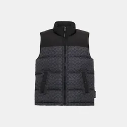 Mens Signature Down Vest - Grey - Size Small