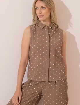 Women's Textured Spotty Sleeveless Top in Fawn Size: 22 - Fawn - Size: 22 - Klass. - FashionsVida