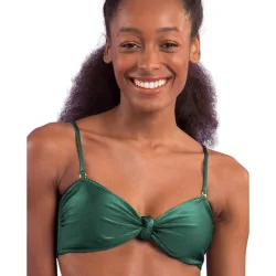 Top de bikini bandeau liso con relleno