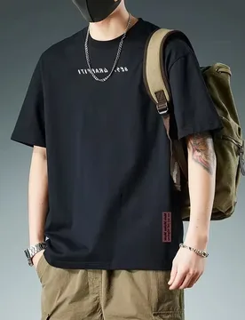 Cotton Heavy Duty Men's Half Sleeve O-neck T-shirts Casual Trendy Printed Loose HongKong Style Undershirts Male Clothes Tops - Aliexpress - FashionsVida