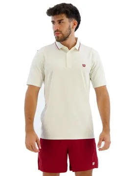 Challengers Technical Short Sleeve Polo Sandrift / Cranberry XL - Wilson - FashionsVida