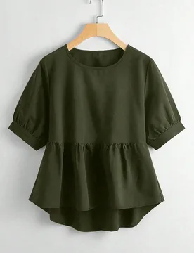 Blusa de peplum de corte alto bajo, Top de peplum S - Shein - FashionsVida