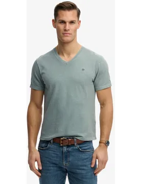 Camiseta de hombre Classic algodón con lino en cuello pico - Superdry - FashionsVida