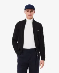 Mens High Neck Sweater In Black Cotton - Size X-Large