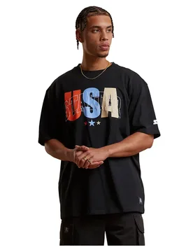 T-shirt à Manches Courtes Starter Usa Oversized Black L - Starter Black Label - FashionsVida