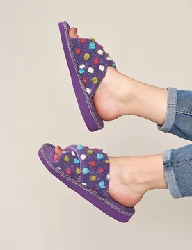 Women's 'Malia Slide' Spotted Slide Mule Slippers in Violet Size: 7 - Violet - Size: 7 - Moshulu - FashionsVida