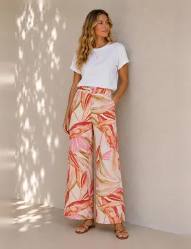 Pantalón largo de mujer estampado de viscosa - Vila - FashionsVida