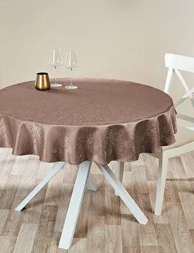 Jacquard Tischdecke taupe Eldo Ø 140cm - Home Deco - FashionsVida