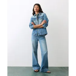Cazadora denim de mujer peplum