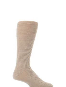 Pair Oatmeal Mid Calf Wool Softop Socks Men's 6-11 Mens - - Cream - Size: 6-11 Mens - HJ Hall - FashionsVida