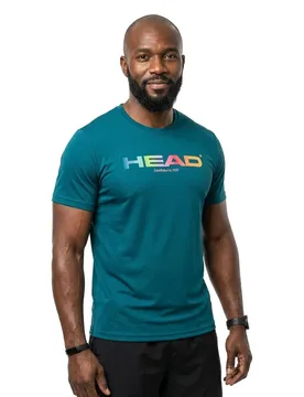 Rainbow Short Sleeve T-shirt Teal XL - Head Racket - FashionsVida