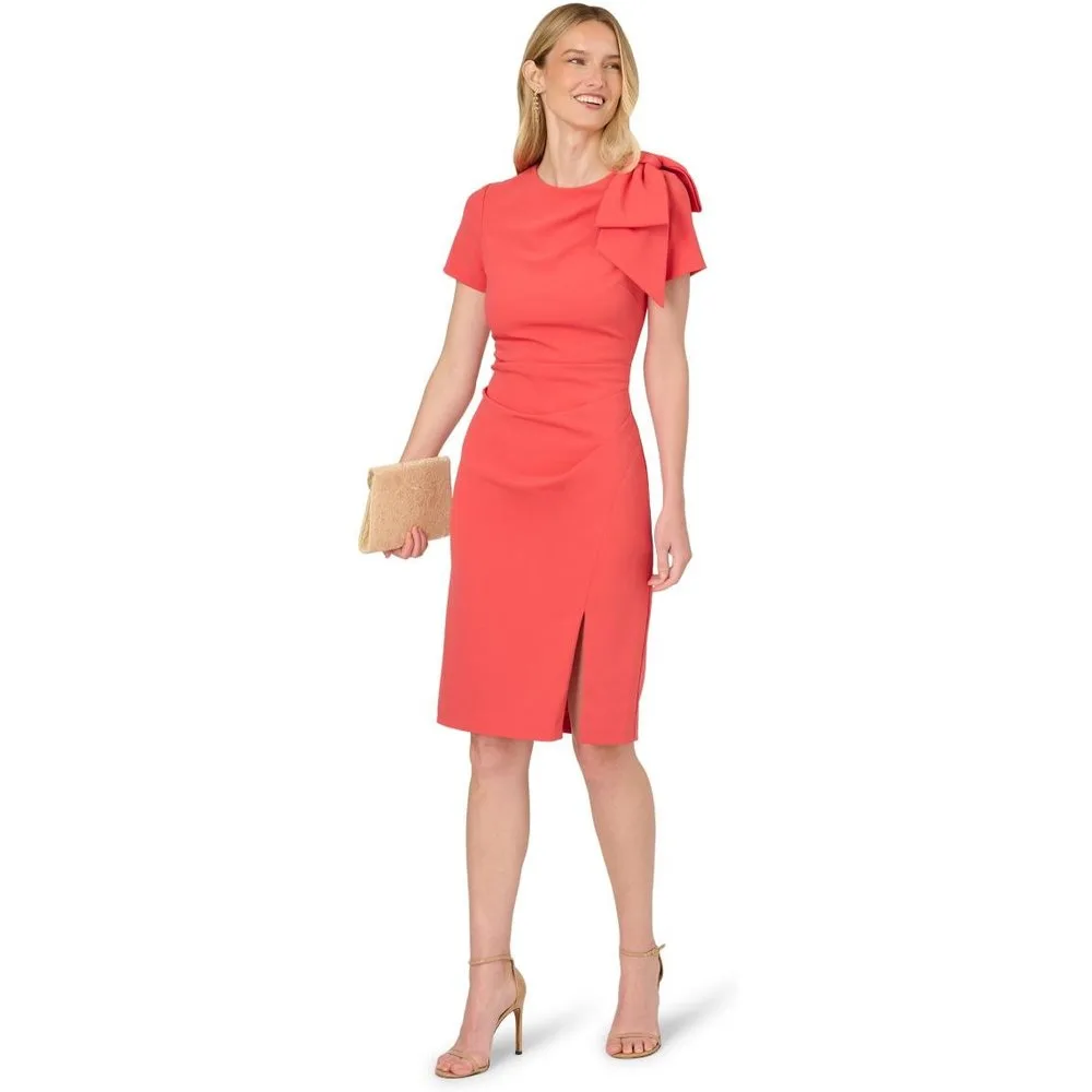 Vestido midi plisado con lazo - Adrianna Papell - FashionsVida