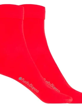 Pack de 2 pares de calcetines de mujer de algodón mercerizado con puño vuelto lisos - Punto Blanco - FashionsVida