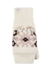 Women's 1 Pack SOCKSHOP Heather Patterned Converter Mittens Cream One Size - Cream - Size: One Size