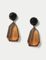 Resin Sculpted Drop Earrings Brown female