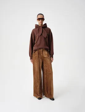Velvet Cord Pleated Wide Leg Trousers Spice female - M&S - FashionsVida