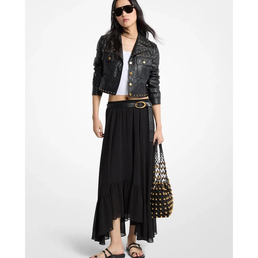Falda larga asimétrica de georgette - MICHAEL Michael Kors - FashionsVida