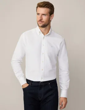 Slim Fit Pure Cotton Oxford Shirt White male - Hackett - FashionsVida