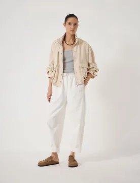 Supersoft Elasticated Waist Barrel Jeans Ecru female - hush - FashionsVida