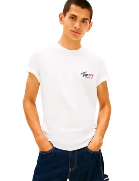 Maglietta A Maniche Corte Sign Chest Slim Fit Ecru XS - Tommy Jeans - FashionsVida