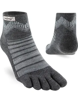 Outdoor Mid-Weight Merino Wool Mini-Crew Toe Socks - - Size: L - Injinji - FashionsVida