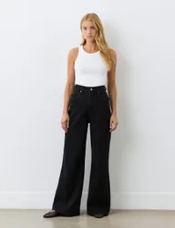 High Waisted Wide Leg Jeans Black female