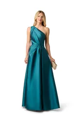 Women's Pleated Mikado Gown in Teal Size: 18 - Teal - Size: 18