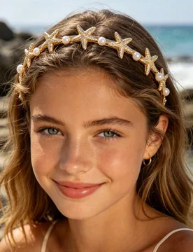 Pieza Diadema de estilo bohemio de verano para vacaciones con estrella de mar, concha y perla falsa de aleación, minimalista, accesorio de cabello de - Shein - FashionsVida