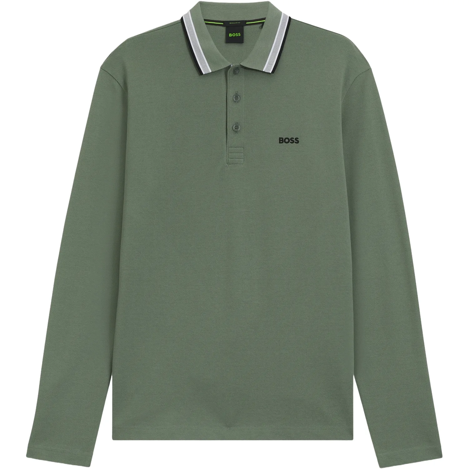 HUGO Polo Plisy, langarm, khaki xxl - BOSS - FashionsVida