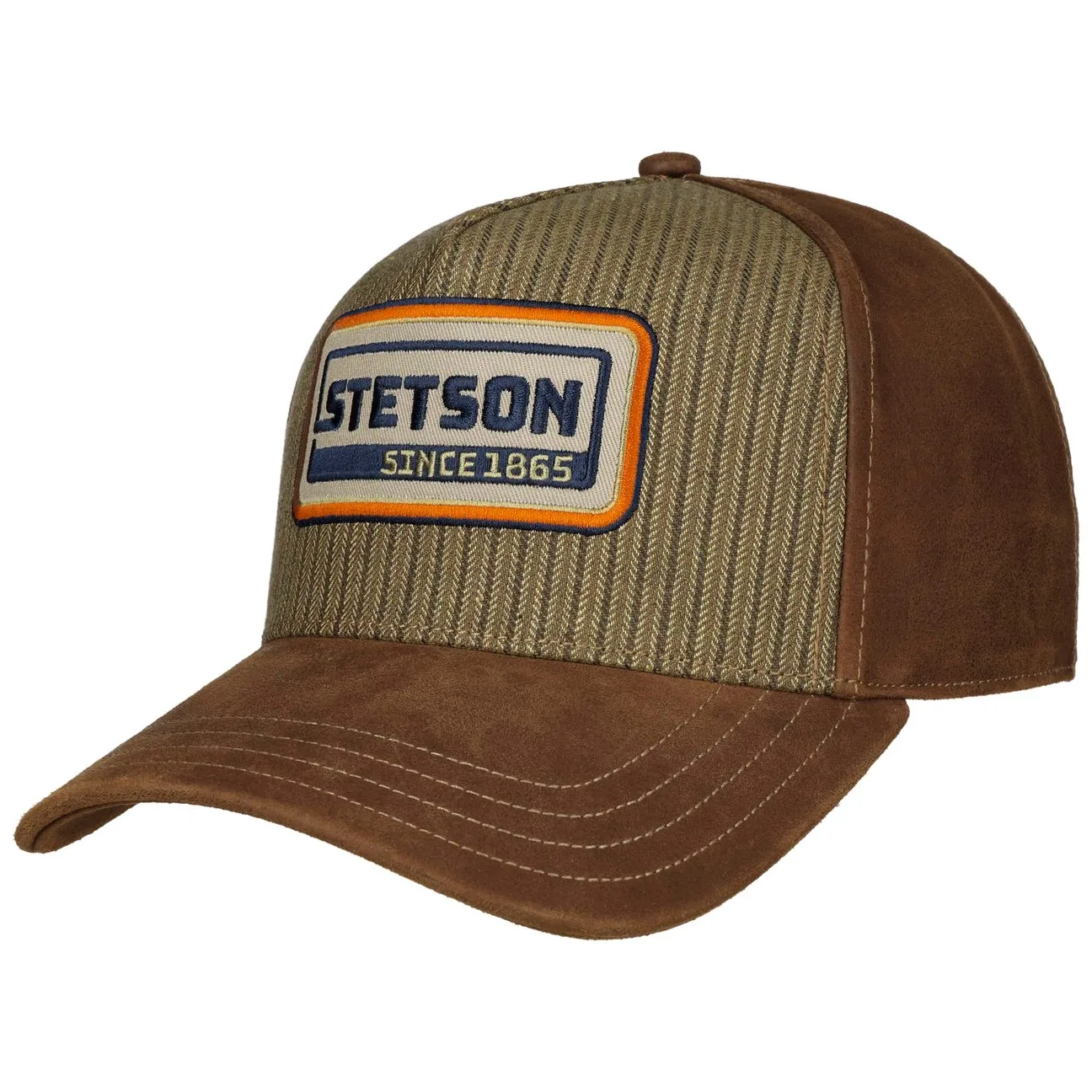 Retro Stripes Leather Cap by - brown - Herren - Size: One Size - Stetson - FashionsVida