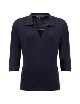 Weird Fish Annare 3/4 Sleeve Jersey Trophy Neck Top Size 18 - new-arrivals all new-arrivals womens offers all-offers offers womens-offers women women - Midnight - FashionsVida