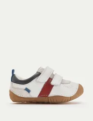 Baby Leather Riptape Pram Shoes (3½ Small - 5 Small) White Mix male