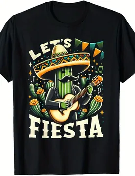 Funny Sombrero Hats Cactus Guitarer Graphic Mexican Fiesta T-Shirt 100% Cotton O-Neck Short Sleeve Summer Casual Mens T-shirt - Aliexpress - FashionsVida