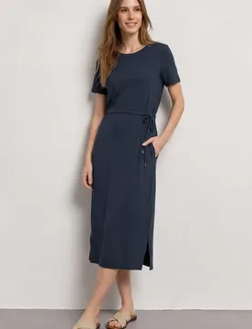 Midikleid aus Jersey mit Rundhals female Blau - Street One - FashionsVida