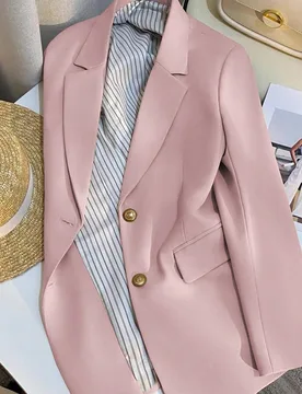 Blazer informal de color crema para mujer, estilo francés para primavera/otoño, nueva llegada, chaqueta de traje ligera de unicolor XS - Shein - FashionsVida
