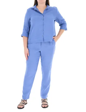 Tailleur in lino AZZURRO OXFORD 43 - VIVACE by 2 LINKS - FashionsVida