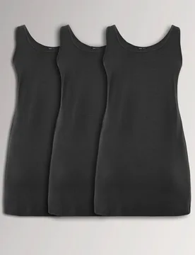 Women's 3 Pack Core Vest Tops in Black Size: 14 - Black - Size: 14 - Yours - FashionsVida