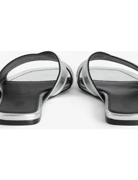 Zadig & Voltaire - Mules planos de mujer de cuero arrugado dorado - Zadig & Voltaire - FashionsVida