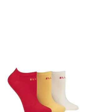 Women's 3 Pair Plain, Stripe and Patterned Cotton No-Show Socks Parisian Rose Plain 4-8 - Assorted - Size: Small - ELLE - FashionsVida